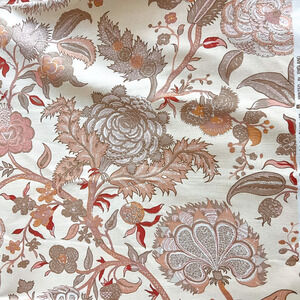 GP & J Baker Linen Fabric Chandigar Floral 5 Yd Taupe Peach Pink 1977 Vintage